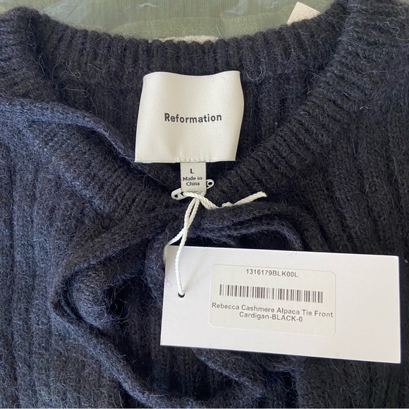 🌿|NWT| Reformation Rebecca Cashmere Alpaca Tie Front Cardigan - Picture 7 of 10